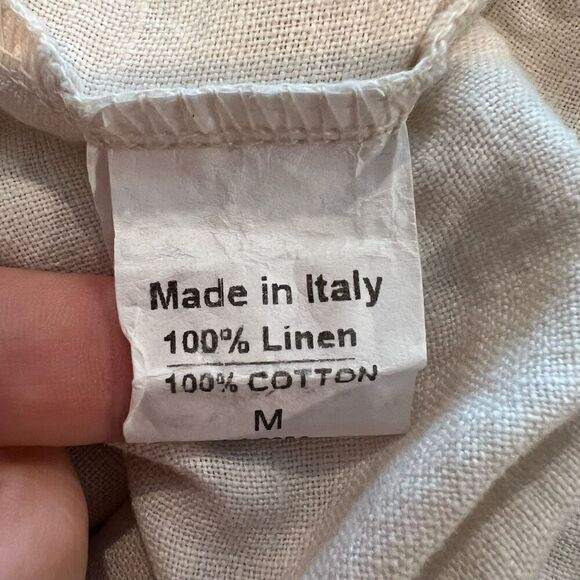 Terzo Millennio Italian 100% Linen A-Line Eyelet Midi Dress Size M - Picture 5 of 6